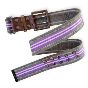 Vintage Esprit Belt Purple & Grey Stripes Double Gromets
